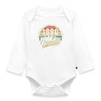 1990 Vintage Anniversaire Rétro Vintage Cadeau - Body Bébé bio manches longues - blanc - Devant