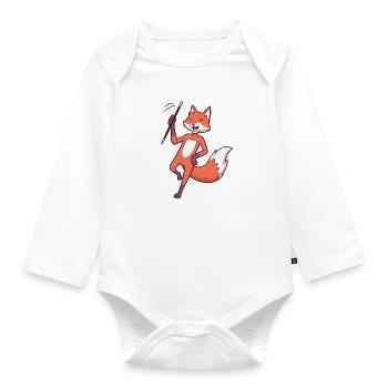 Comic fox twirling - Organic Longsleeve Baby Bodysuit - white - Front