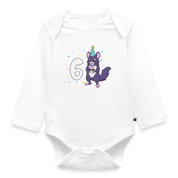 Mit Chinchilla - Kinder Geburtstag 6 Jahre - Baby Bio-Langarm-Body - Weiß - Vorne