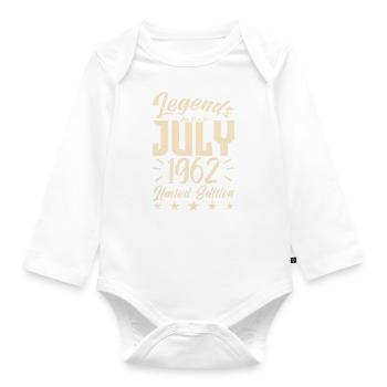 Naissance En Juillet 1962. Cadeau d'anniversaire. - Body Bébé bio manches longues - blanc - Devant