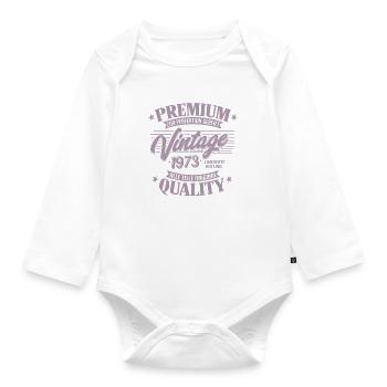 Vintage 1973 Geburtstag Sprüche "Limitierte - Baby Bio-Langarm-Body - Weiß - Vorne