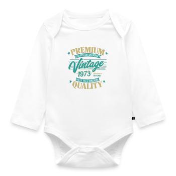 Vintage 1973 Geburtstag Sprüche "Limitierte - Baby Bio-Langarm-Body - Weiß - Vorne