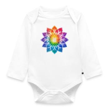 Rainbow Flower - LGBTQ - Organic Longsleeve Baby Bodysuit - white - Front