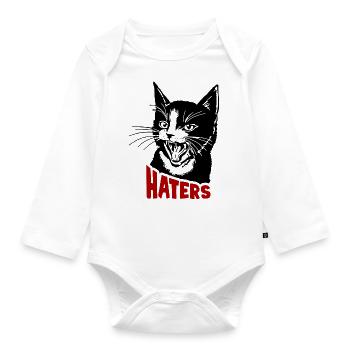 Cat and hater - Organic Longsleeve Baby Bodysuit - white - Front