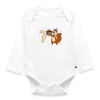 Chipmunk - Children's Birthday 7 Years - Organic Longsleeve Baby Bodysuit - white - Front