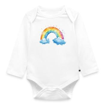 Regenbogen - Baby Bio-Langarm-Body - Weiß - Vorne
