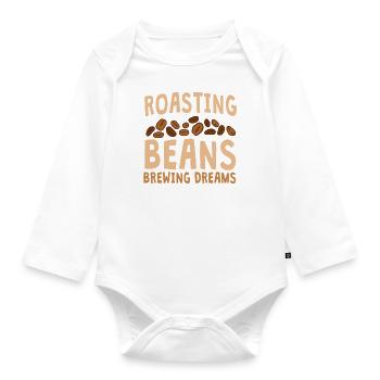 Funny home roaster coffee roasting - Organic Longsleeve Baby Bodysuit - white - Front