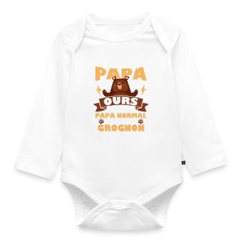 Je suis un papa ours comme un papa normal cadeau - Body Bébé bio manches longues - blanc - Devant