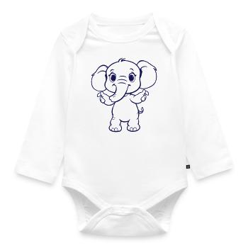cute elephant - Organic Longsleeve Baby Bodysuit - white - Front