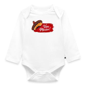 Viva Mexico - Fiesta Party - Baby Bio-Langarm-Body - Weiß - Vorne