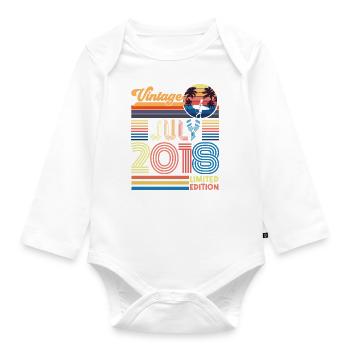 Birthday July 2018. Gift July 2018. - Organic Longsleeve Baby Bodysuit - white - Front
