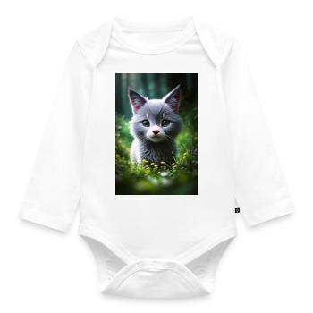 Cute Kitty - Baby Bio-Langarm-Body - Weiß - Vorne