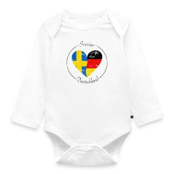 Sverige und Deutschland Herz Logo - Baby Bio-Langarm-Body - Weiß - Vorne