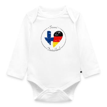 Suomi and Germany Heart Logo - Organic Longsleeve Baby Bodysuit - white - Front