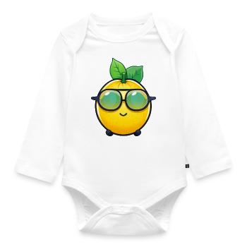 Cool Lemon - Refreshing Lemonade Design - Organic Longsleeve Baby Bodysuit - white - Front