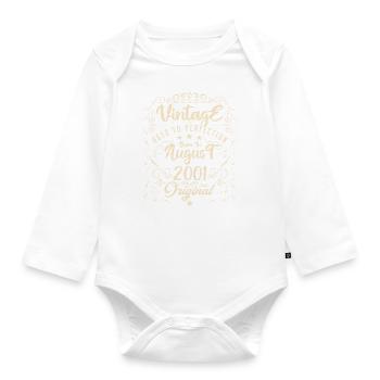 Vintage born in August 2001. Anniversary August 2001 - Organic Longsleeve Baby Bodysuit - white - Front