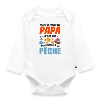 Papa Pêche Pêcheur Bébé Nourrisson Naissance - Body Bébé bio manches longues - blanc - Devant