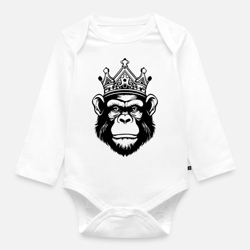 Affe Affen Affengesicht Dschungel - Baby Bio-Langarm-Body - Weiß