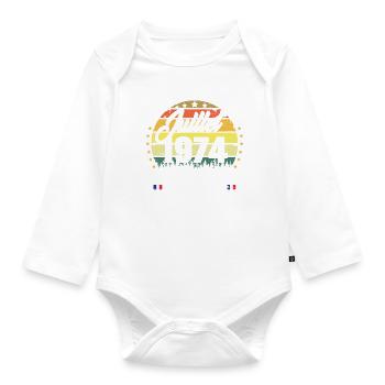 Vintage 1974 Juillet Rétro Anniversaire 49 Ans - Body Bébé bio manches longues - blanc - Devant