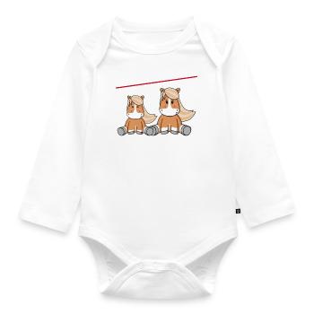 Einzelkind Große Schwester 2024 Pferd Mädchen - Baby Bio-Langarm-Body - Weiß - Vorne