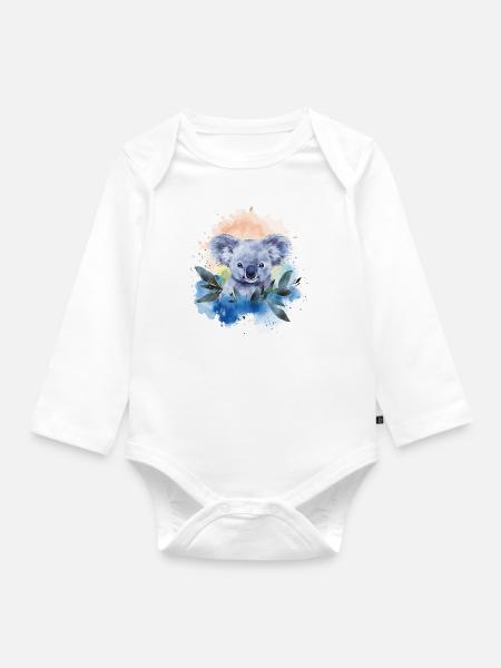 Entzückende Aquarell-koala-kunst - Baby Bio-Langarm-Body - Weiß