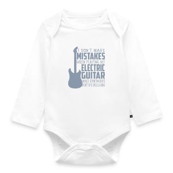 Vater mit E-Gitarre - Baby Bio-Langarm-Body - Weiß - Vorne