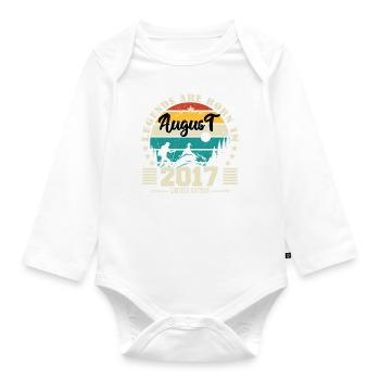August 2017. Geburtstagsgeschenk August 2017. August - Baby Bio-Langarm-Body - Weiß - Vorne