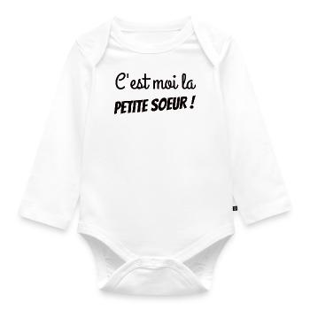 Cadeau petite soeur - Body Bébé bio manches longues - blanc - Devant