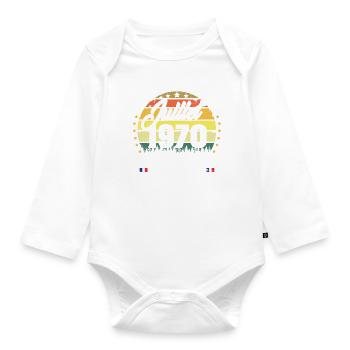 Vintage 1970 Juillet Rétro Anniversaire 53 Ans - Body Bébé bio manches longues - blanc - Devant
