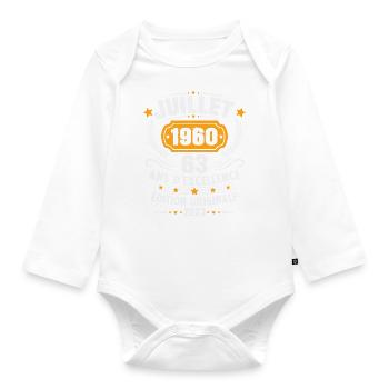Vintage 1960 Juillet Cadeau D'anniversaire 63 Ans - Body Bébé bio manches longues - blanc - Devant