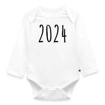 2024 - Année - Réveillon du Nouvel An - Body Bébé bio manches longues - blanc - Devant