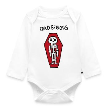 Todernstes Skelett in einem Sarg - Baby Bio-Langarm-Body - Weiß - Vorne