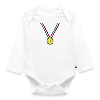 T-shirt Médaille d'or du meilleur beau-gosse - Body Bébé bio manches longues - blanc - Devant