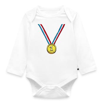 T-shirt Médaille d'or du meilleur mari - Body Bébé bio manches longues - blanc - Devant