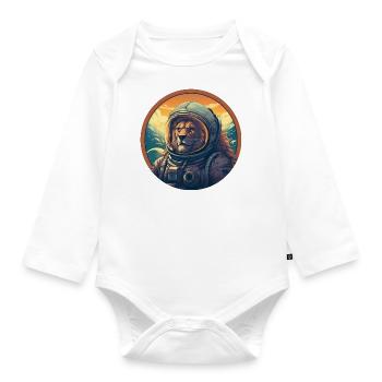 Astronaute Lion au coucher du soleil, créatif - Body Bébé bio manches longues - blanc - Devant