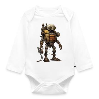 Roboter - Baby Bio-Langarm-Body - Weiß - Vorne