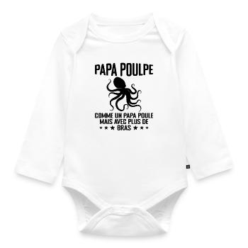 Papa Poulpe Cadeau Drôle Papa Humour - Body Bébé bio manches longues - blanc - Devant