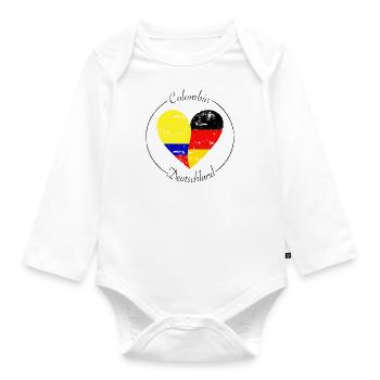 Colombia und Deutschland Herz Logo - Baby Bio-Langarm-Body - Weiß - Vorne