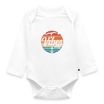 Borkum Northsea Vibes Only - Baby Bio-Langarm-Body - Weiß - Vorne