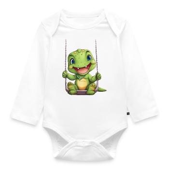 Dino T-Rex Rocks, Kawaii Design - Body Bébé bio manches longues - blanc - Devant