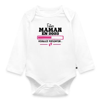 Future Maman 2023 Cadeau Nouvelle Naissance Maman - Body Bébé bio manches longues - blanc - Devant
