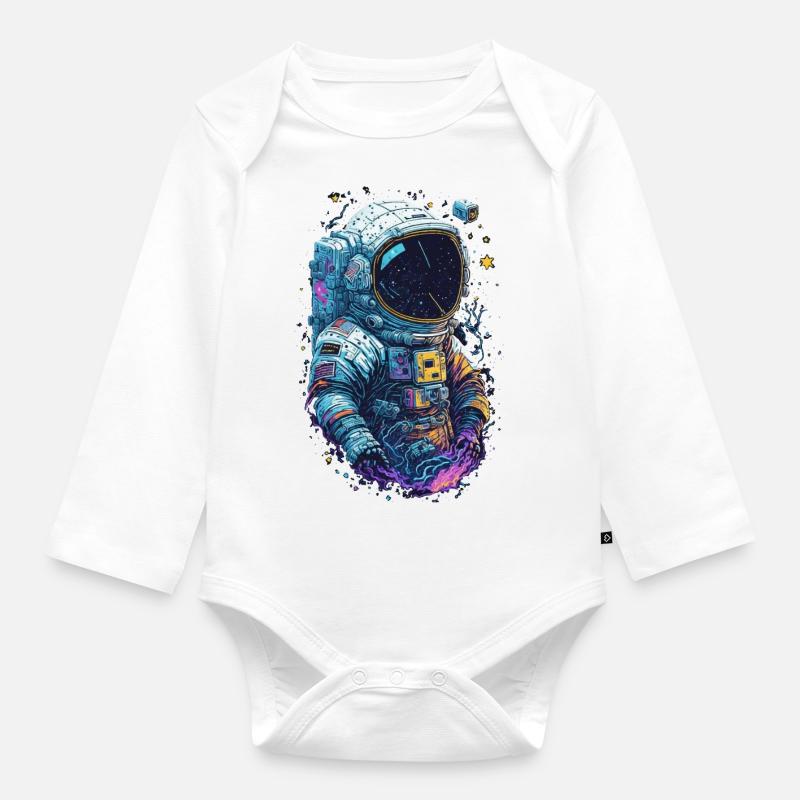 Astronaute - Body Bébé bio manches longues - blanc