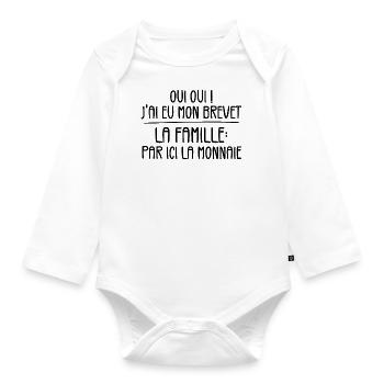 J'ai Eu Mon Brevet Des Collèges Drôle Graduation - Body Bébé bio manches longues - blanc - Devant