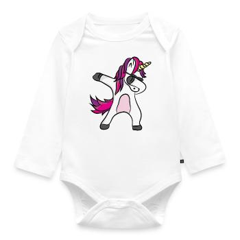 Einhorn Dabbing - Fantastisch Lustiges Design - Baby Bio-Langarm-Body - Weiß - Vorne