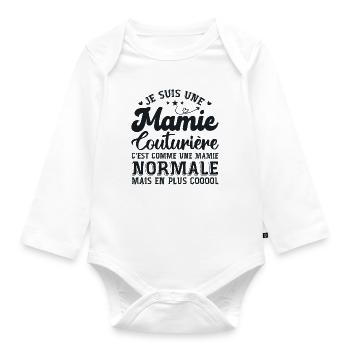 Mamie Couturière Humour Mamie Cadeau - Body Bébé bio manches longues - blanc - Devant