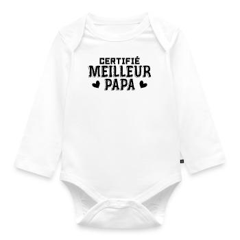 Certifié meilleur papa du monde - Body Bébé bio manches longues - blanc - Devant