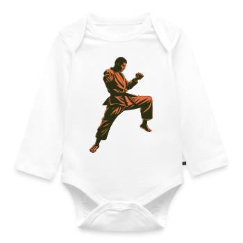Powerful Karate Design for Martial Arts Fans - Organic Longsleeve Baby Bodysuit - white - Front