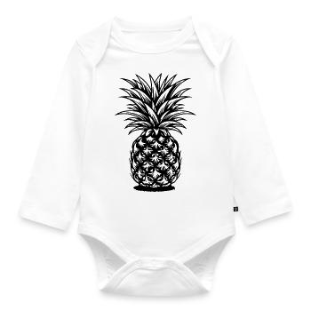 Ananas - Baby Bio-Langarm-Body - Weiß - Vorne