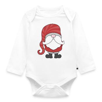 Niedlicher Wichtel oder Gnom - Baby Bio-Langarm-Body - Weiß - Vorne