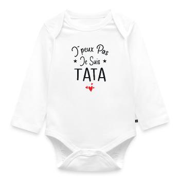 Tante / Tata / Marraine / Oncle / Nourrice / Bébé - Body Bébé bio manches longues - blanc - Devant